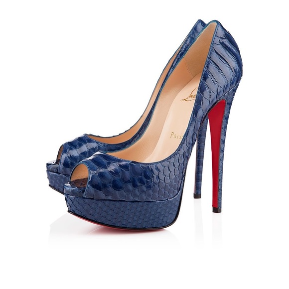 Christian Louboutin Shoes - 👠 Christian Louboutin Authentic Lady Peep Python Navy Pumps Heels Sz EU 37